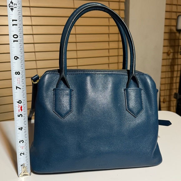 Fossil Lana Medium Satchel Crossbody Blue Leather Bag - Picture 12 of 13